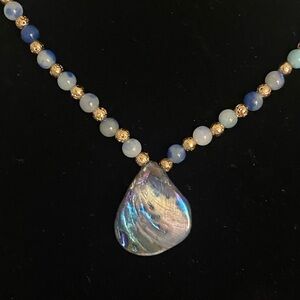 Elegant Blue and White Jade Beaded Necklace